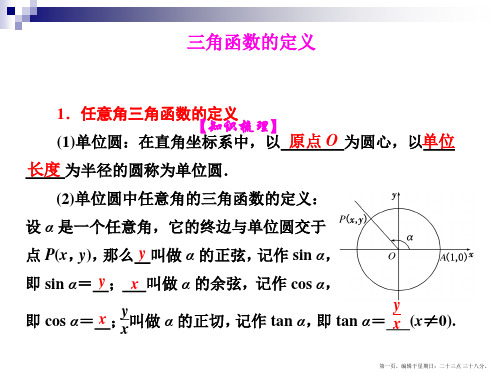 高中数学必修4三角函数优质课件：三角函数的定义