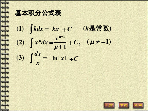 基本积分公式表