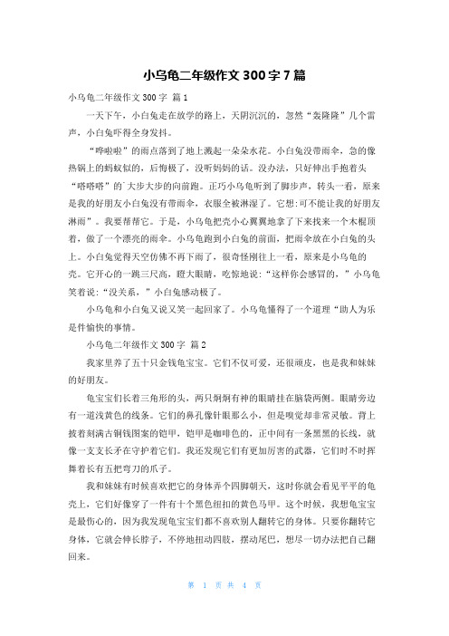 小乌龟二年级作文300字7篇