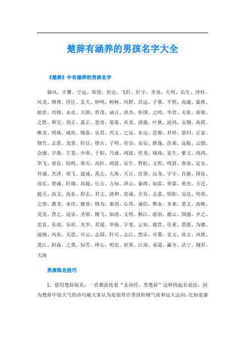 楚辞有涵养的男孩名字大全