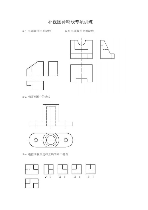 机械制图精品复习资料--补视图补缺线专项训练