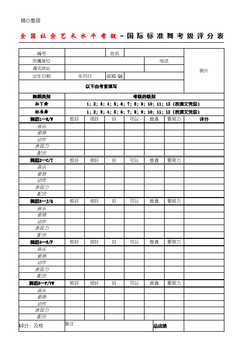 3、拉丁舞考级评分表格模板2014,01,17