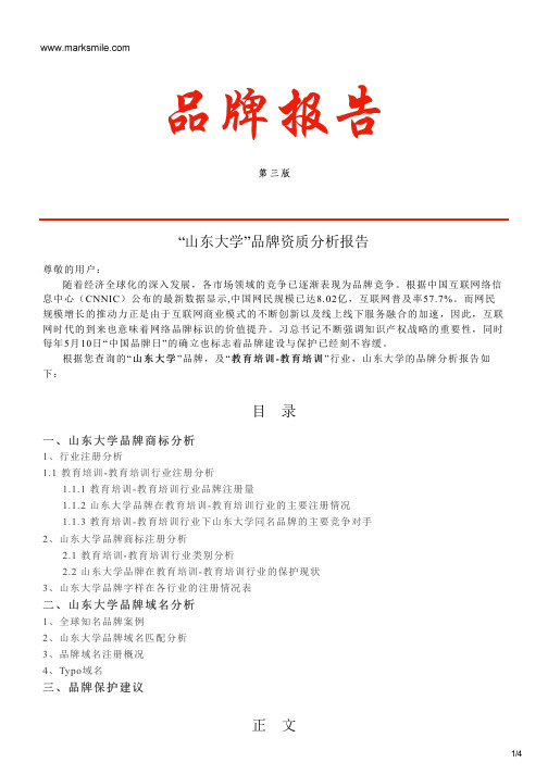 山东大学的品牌资质分析报告