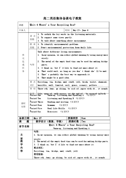 Unit6凤凰职教高二英语下集体备课电子教案-a039