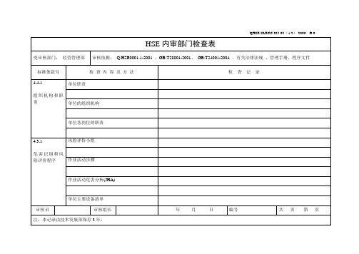 内审检查表-经营管理部