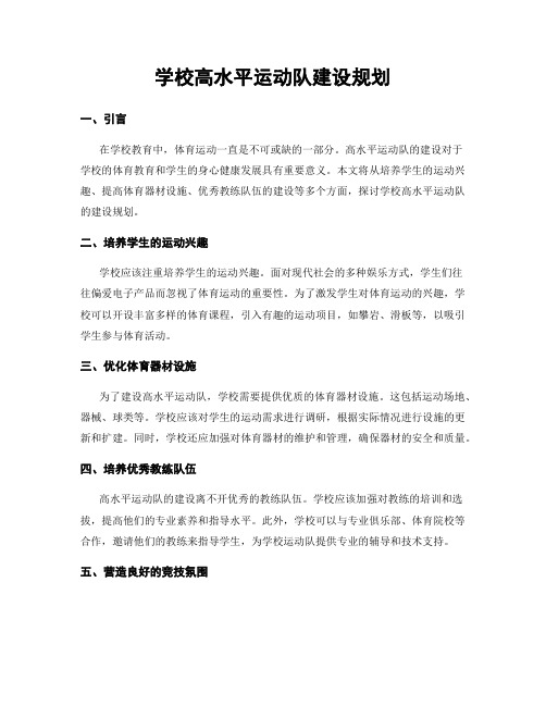 学校高水平运动队建设规划