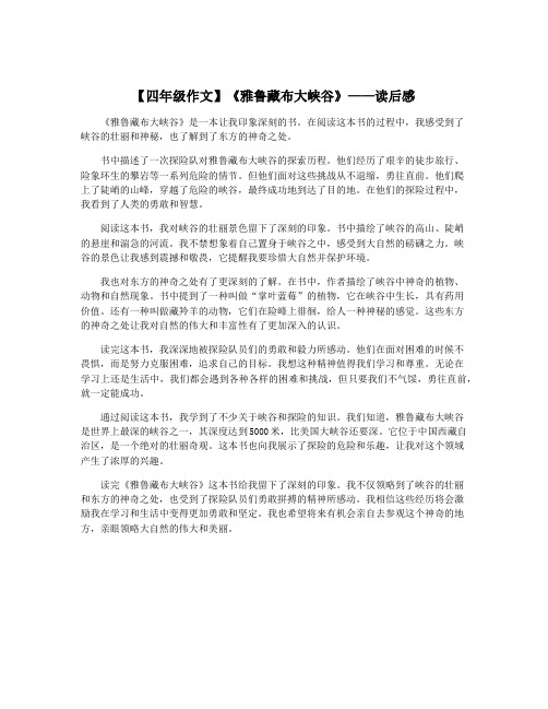 【四年级作文】《雅鲁藏布大峡谷》——读后感