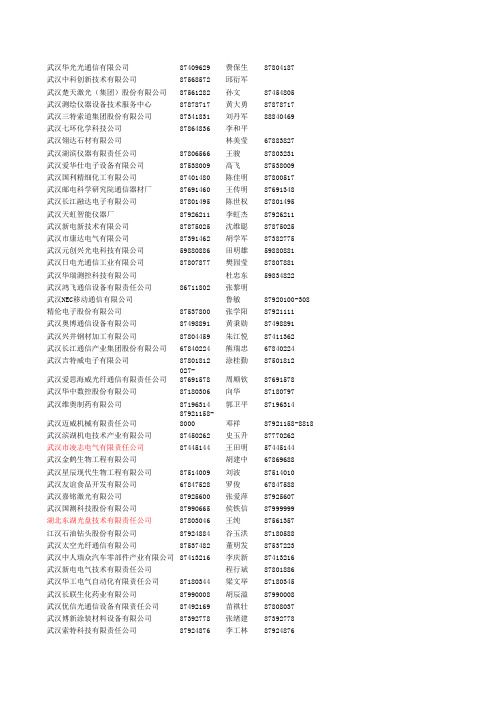 武汉光谷电子企业名单