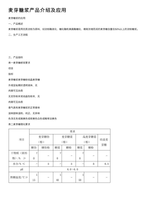 麦芽糖浆产品介绍及应用