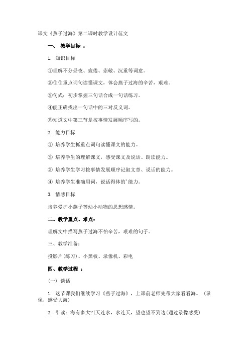 课文《燕子过海》第二课时教学设计