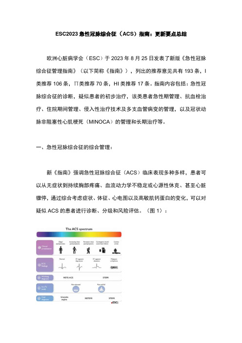 ESC2023急性冠脉综合征(ACS)指南：更新要点总结