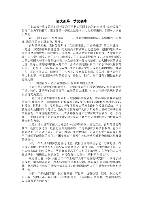 团支部第一季度总结