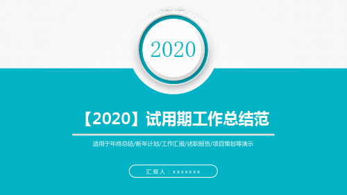 【2020】试用期工作总结范PPT