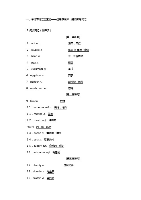 新人教版浙江专版版高考一轮复习Healthyeating讲义必修英语