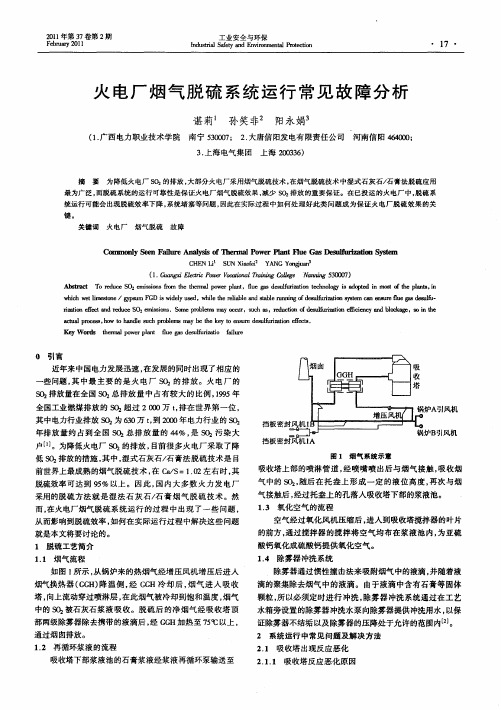 火电厂烟气脱硫系统运行常见故障分析