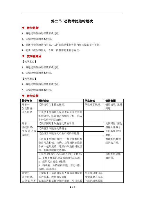 动物体的结构层次+精品教案