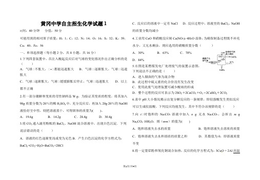 湖北黄冈中学自主招生化学试题1(无答案)