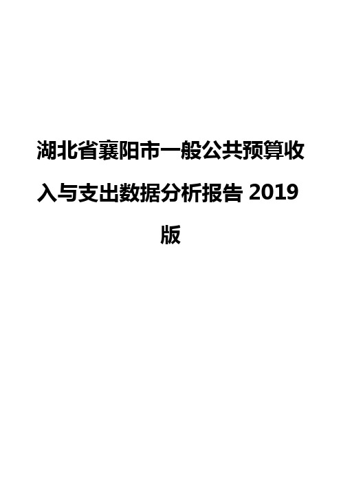 湖北省襄阳市一般公共预算收入与支出数据分析报告2019版