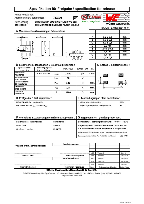 共模电感型号选择