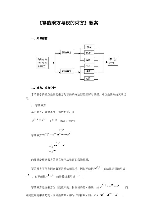 《幂的乘方与积的乘方》教案