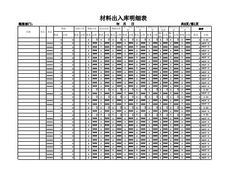 材料出入库空白明细表(超实用,共32张工作表,逐日统计,最后含全月自动汇总表格)