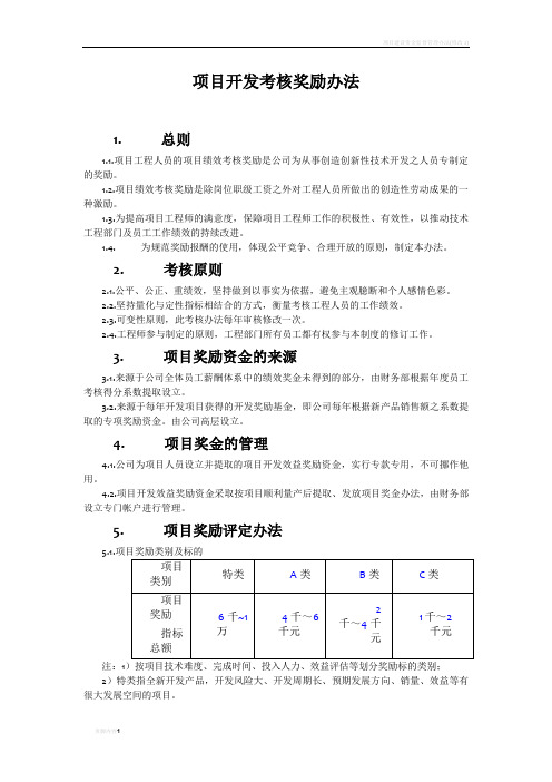 项目开发奖励办法