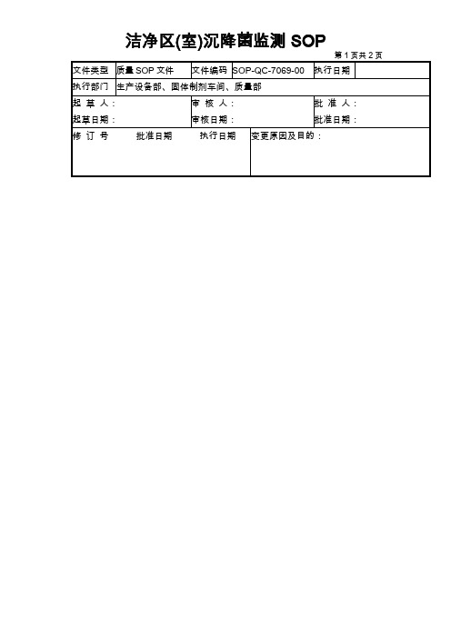 洁净区沉降菌监SOP和检测记录