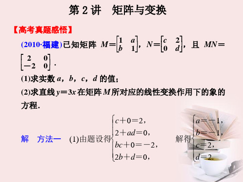 2012年高考数学 二轮专题复习 专题7第2讲 矩阵与变换课件