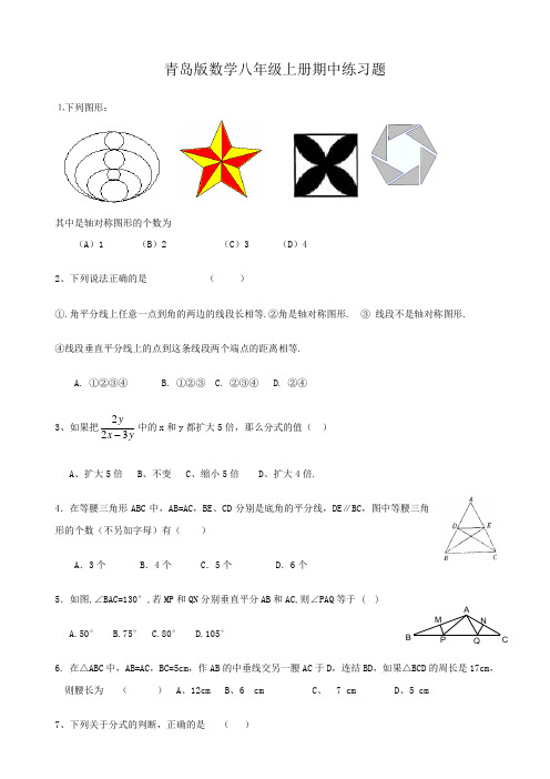 青岛版数学八年级上册期中练习题