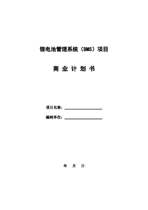 锂电池管理系统项目商业计划书