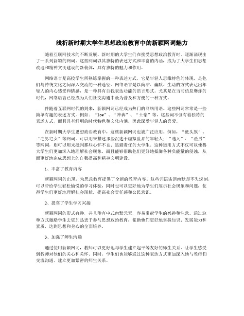 浅析新时期大学生思想政治教育中的新颖网词魅力