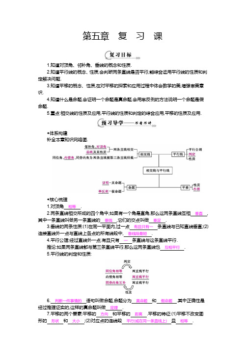 人教版七年级下册第五章 相交线与平行线《复习课》导学案