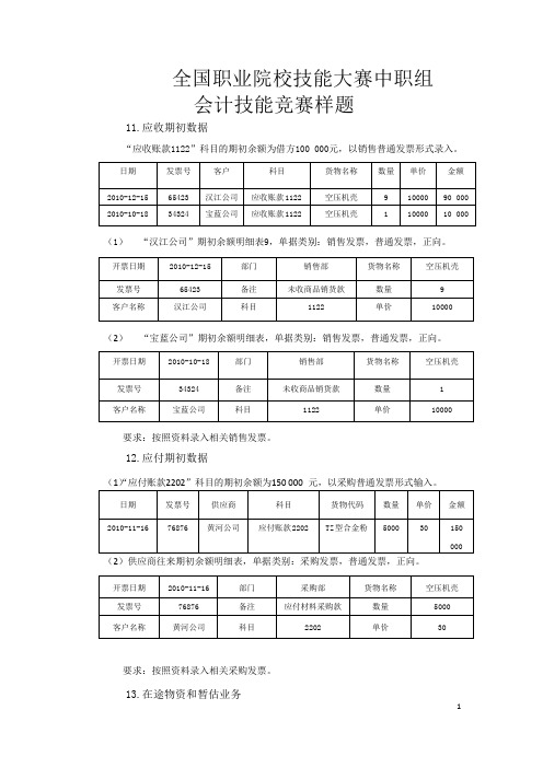 全国职业院校技能大赛中职组会计技能竞赛样题(2)