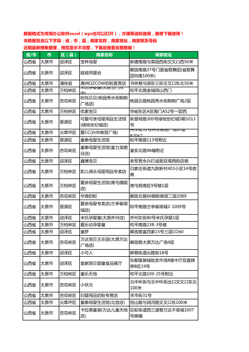 2020新版山西省太原市育婴工商企业公司商家名录名单黄页联系电话号码地址大全584家