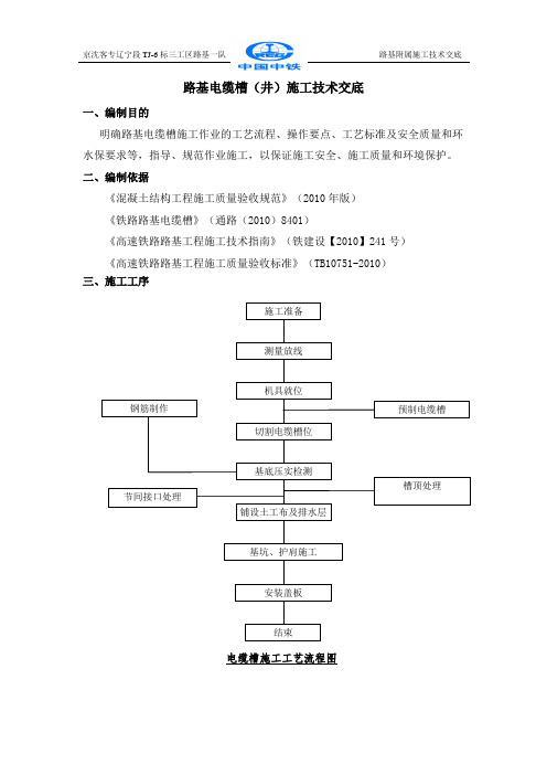 路基电缆槽技术交底