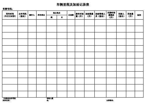 车辆里程及加油记录表