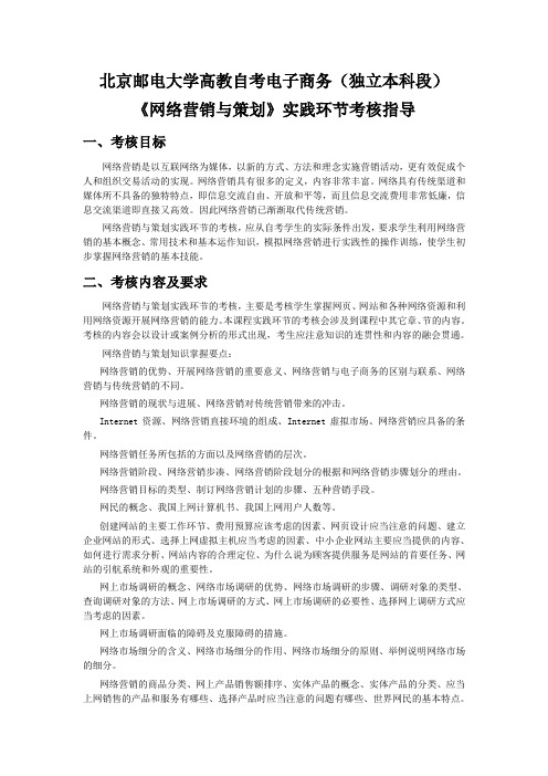 网络营销与策划实践考核指导北京邮电大学