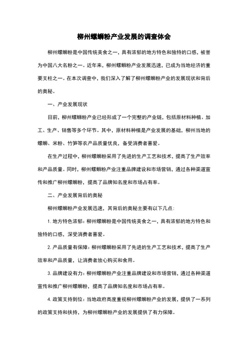 柳州螺蛳粉产业发展的调查体会