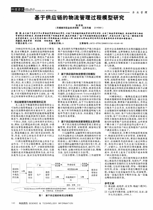 基于供应链的物流管理过程模型研究