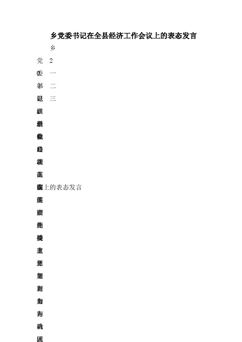 乡党委书记在全县经济工作会议上的表态发言
