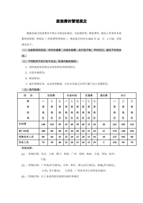 差旅费的管理规定