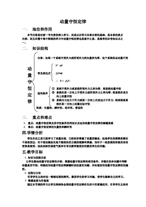 动量守恒定律教材分析