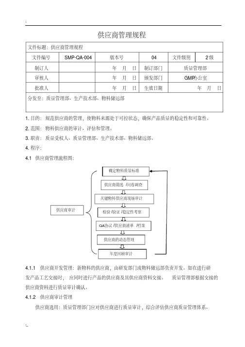 供应商管理规程