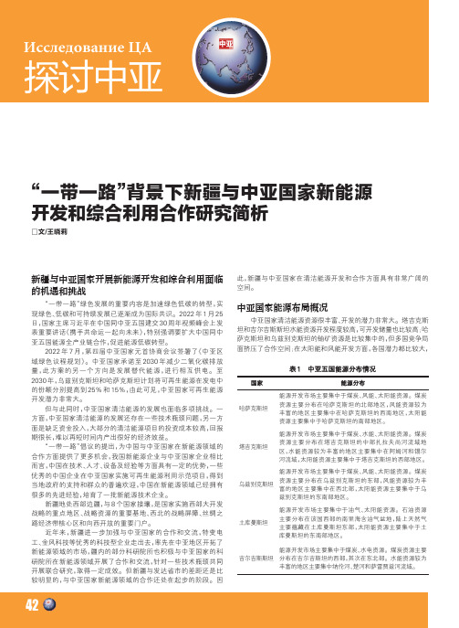 “一带一路”背景下中国新疆与中亚国家新能源开发和综合利用合作研究简析