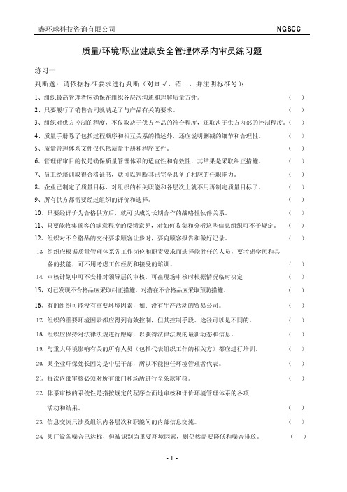 三体系内审员练习题