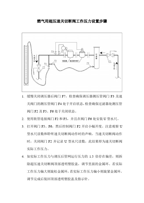 燃气用超压速关切断阀工作压力设置步骤