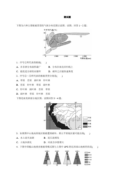 第04章 测试题-2016年高考地理一轮复习精品资料 (必修Ⅰ)(原卷版)