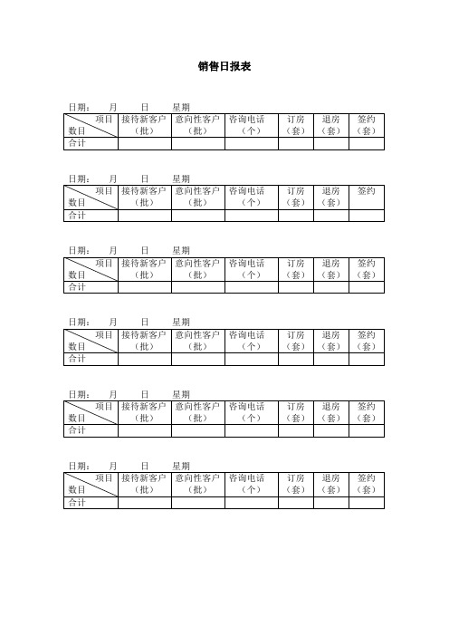 房地产公司销售表格-销售日报表