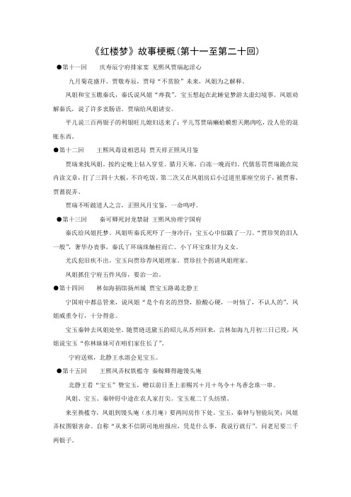 江苏省启东中学苏教版高二语文选修系列《红楼梦》精品资料：梗概及问题11-20回 (含答案)