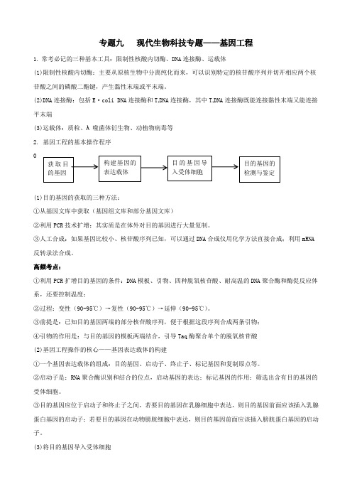 2020年高三生物二轮复习基因工程